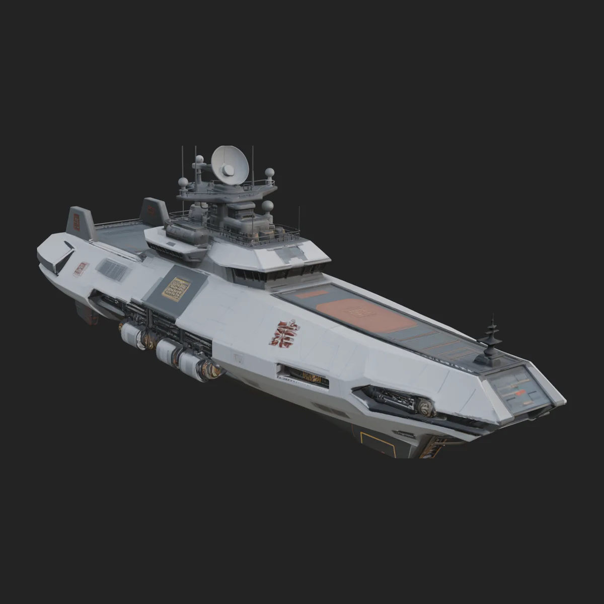 Sci Fi Warship Model Design 11