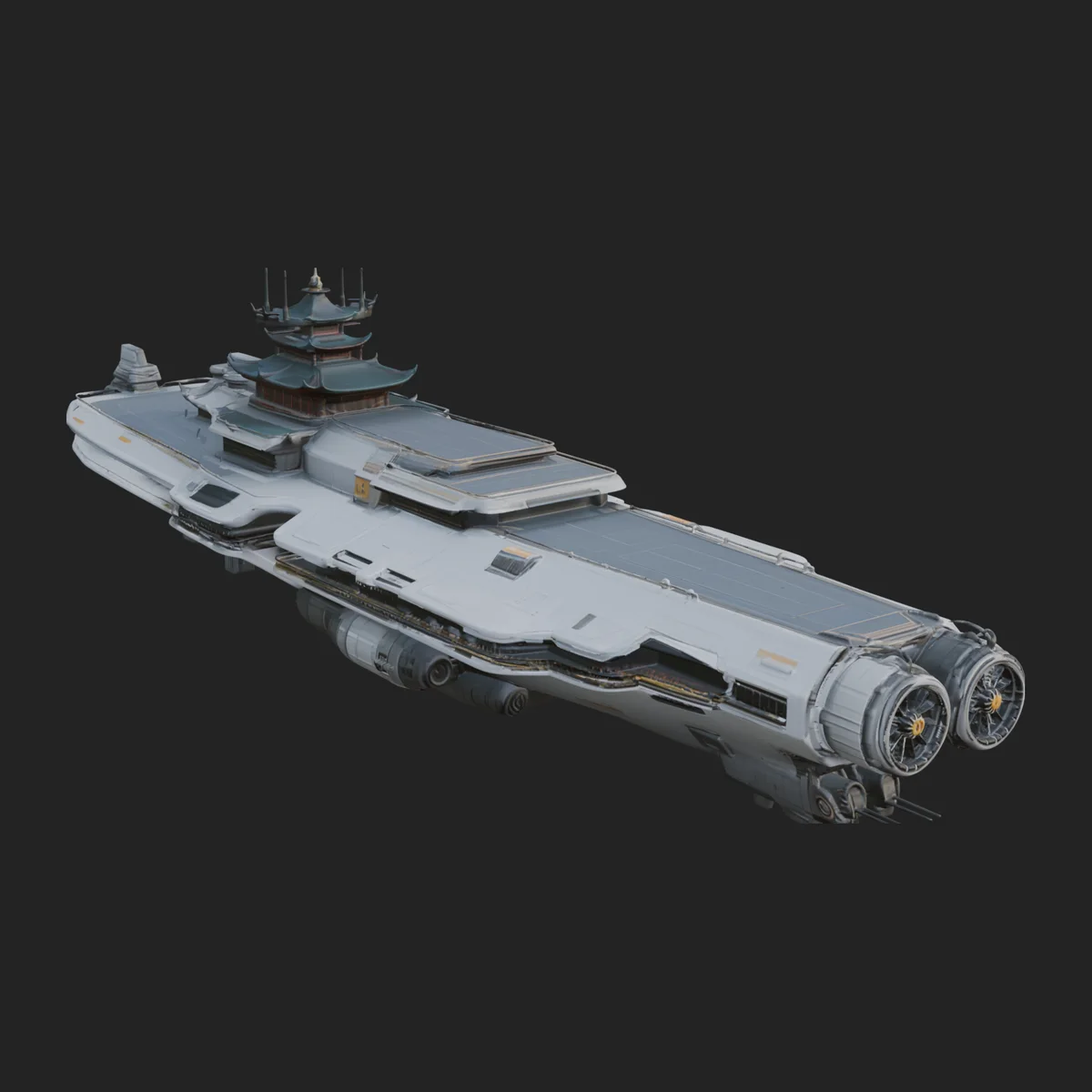 Sci Fi Warship Model Design 13