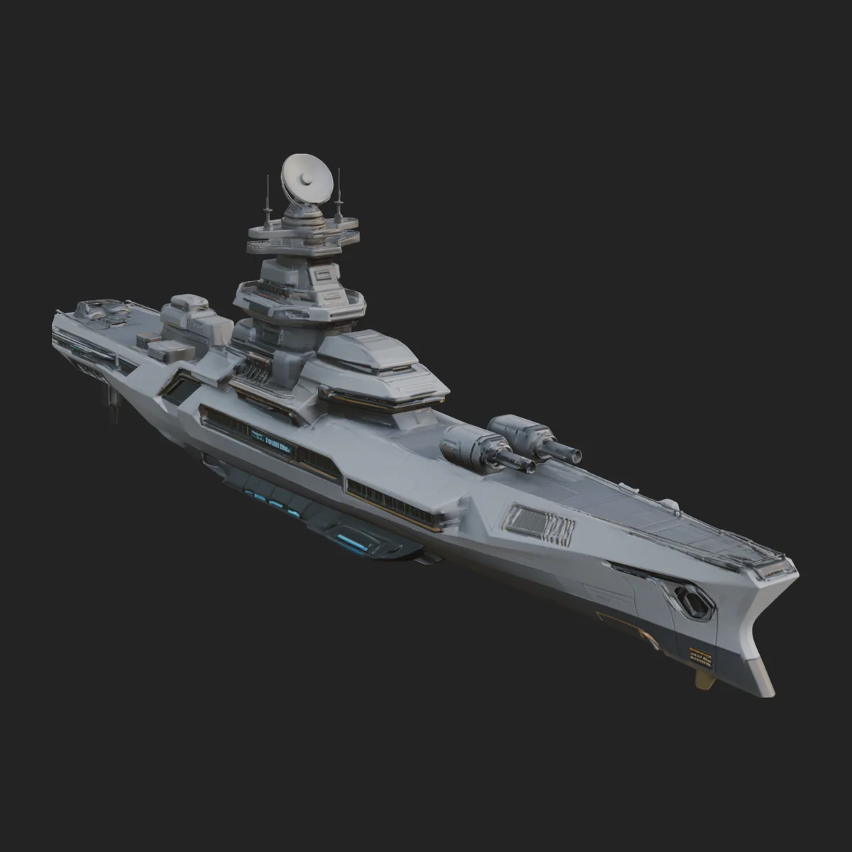 Sci Fi Warship Model Design 2