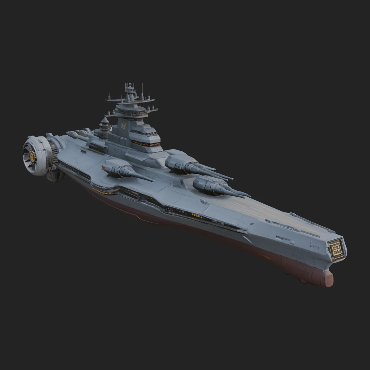 Sci Fi Warship Model Design 22
