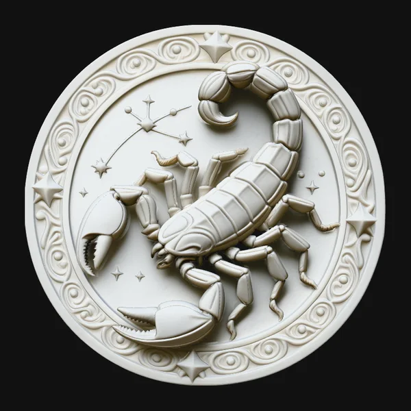 Scorpio Zodiac Relief Medallion Pendant Design 2