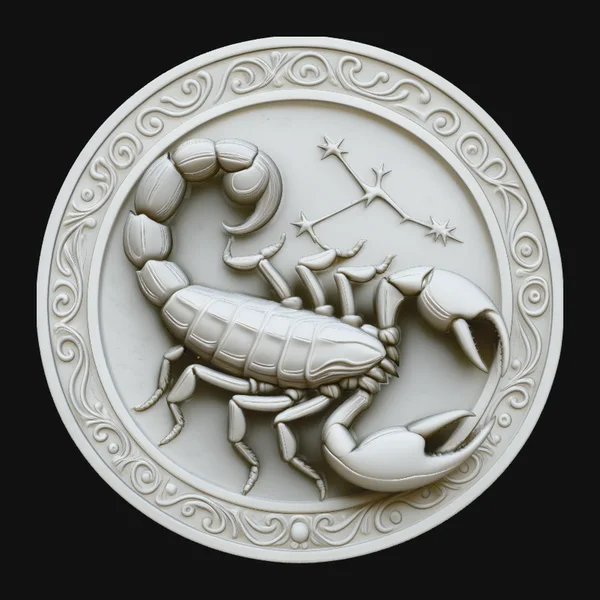 Scorpio Zodiac Relief Medallion Pendant Design 3
