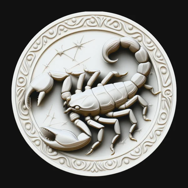 Scorpio Zodiac Relief Medallion Pendant Design 4
