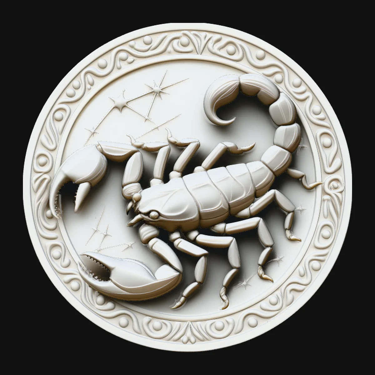 Scorpio Zodiac Relief Medallion Pendant Design 4