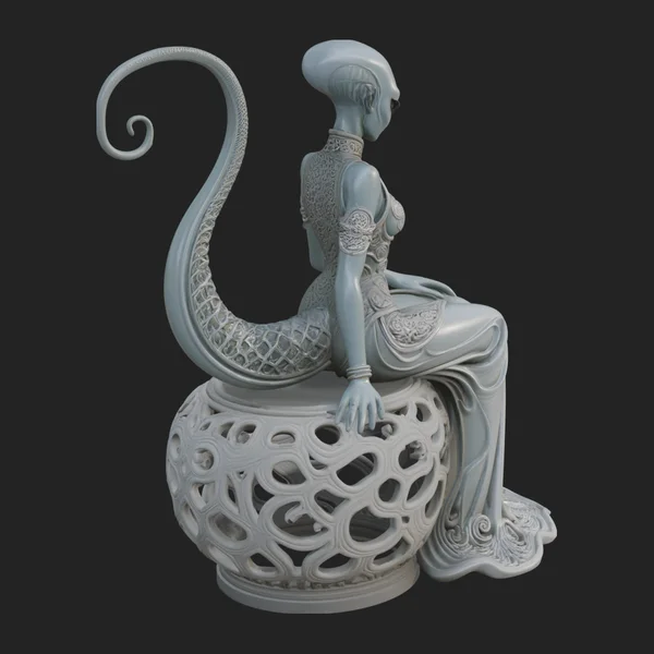 Seated Alien Woman Statue Design 2