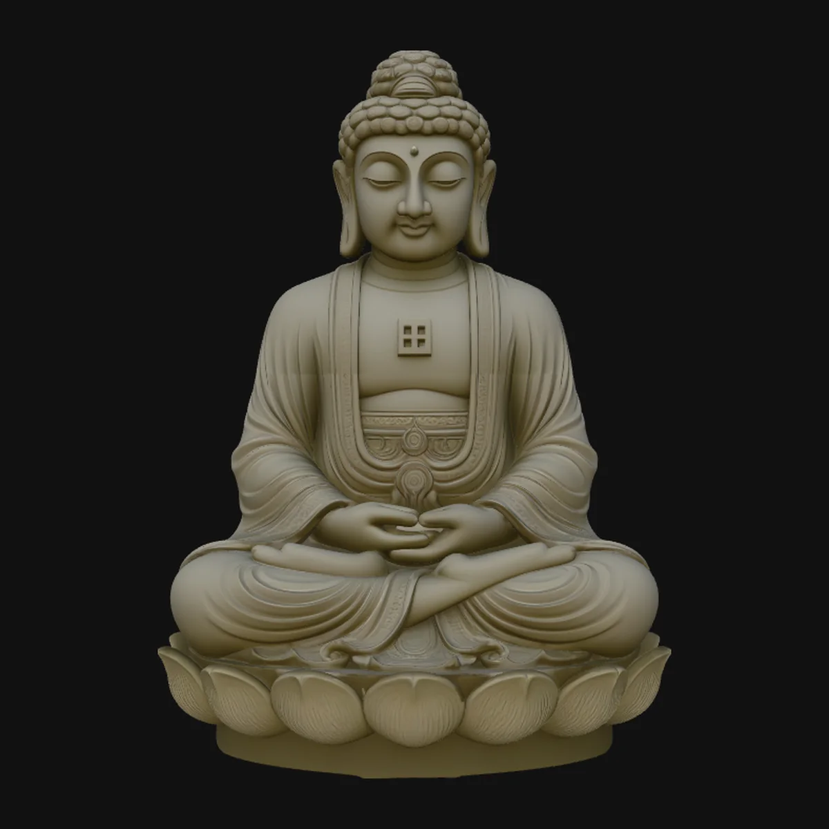 Seated Buddha on Lotus Statue Design 1