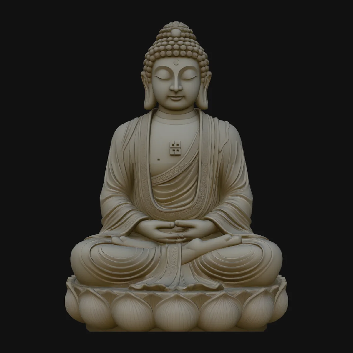 Seated Buddha on Lotus Statue Design 4