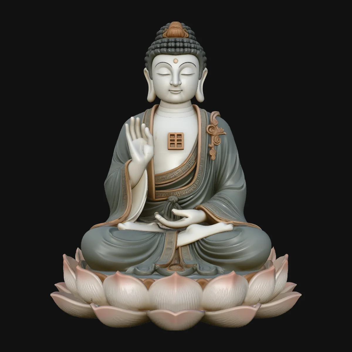 Seated Buddha on Lotus Statue Design 5