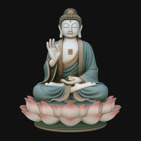 Seated Buddha on Lotus Statue Design 6