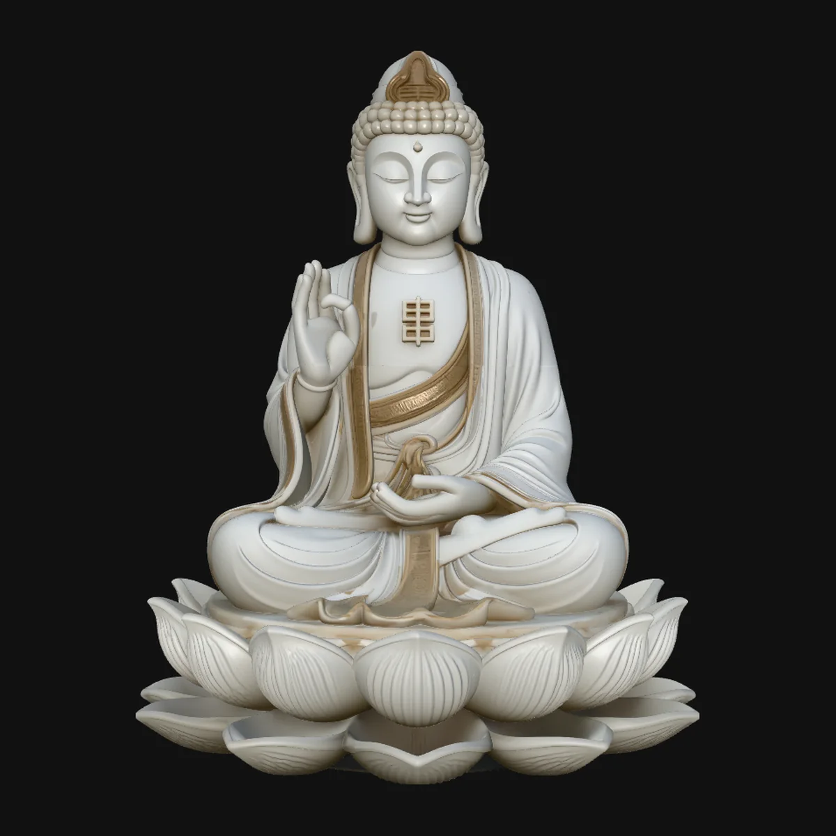 Seated Buddha on Lotus Statue Design 7