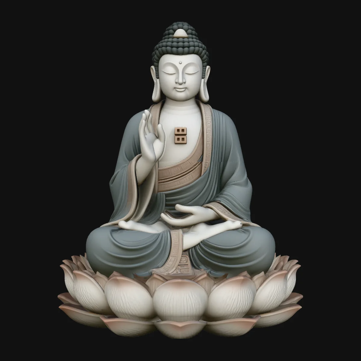 Seated Buddha on Lotus Statue Design 8