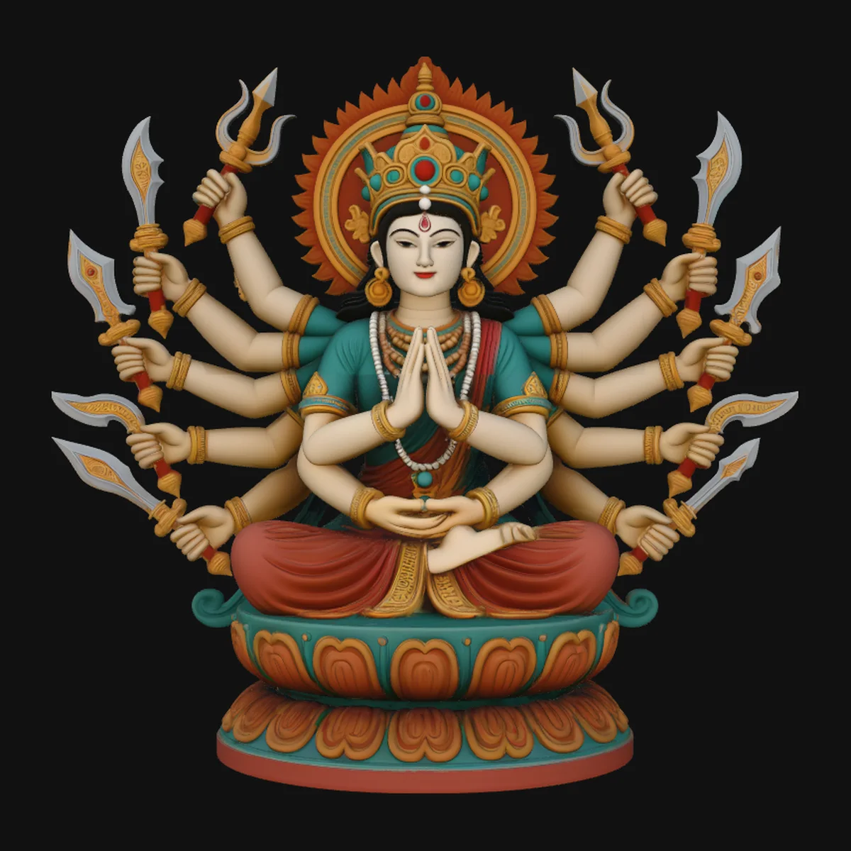 Seated Durga Goddess Statue Design 2
