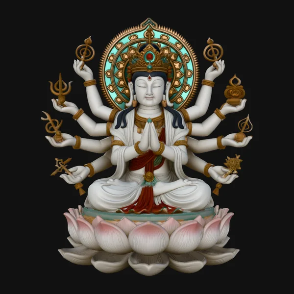 Seated Multi-Armed Guanyin Statue Design 1