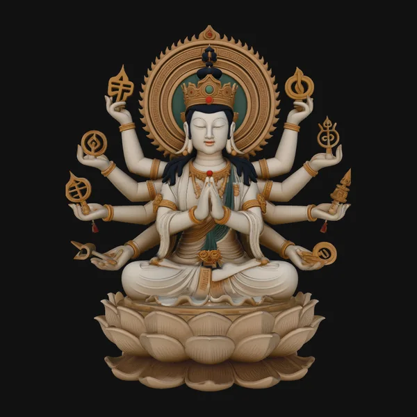 Seated Multi-Armed Guanyin Statue Design 4