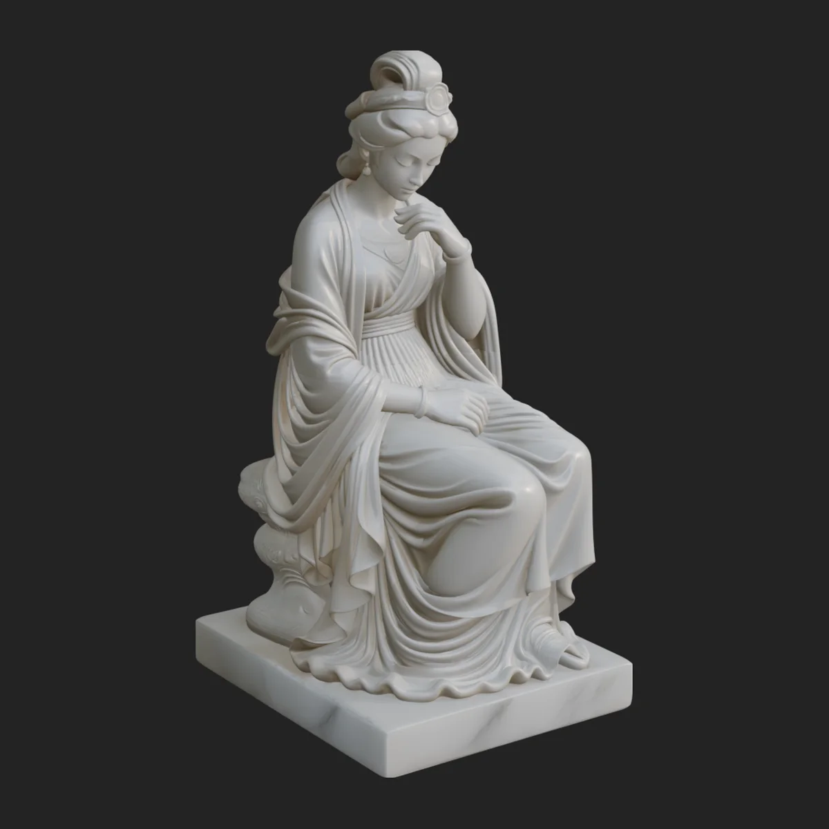 Seated Robed Guanyin Statue Design 1