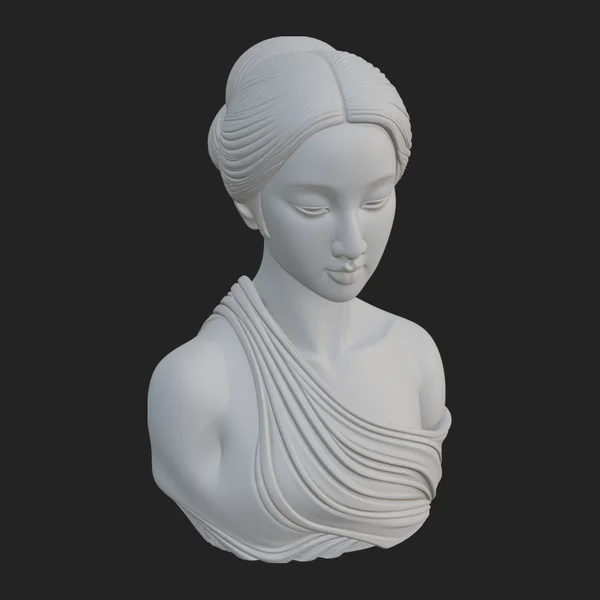 Serene Draped Woman Bust Statue Design 1