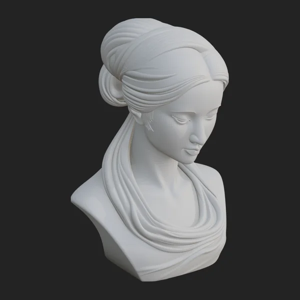 Serene Draped Woman Bust Statue Design 2