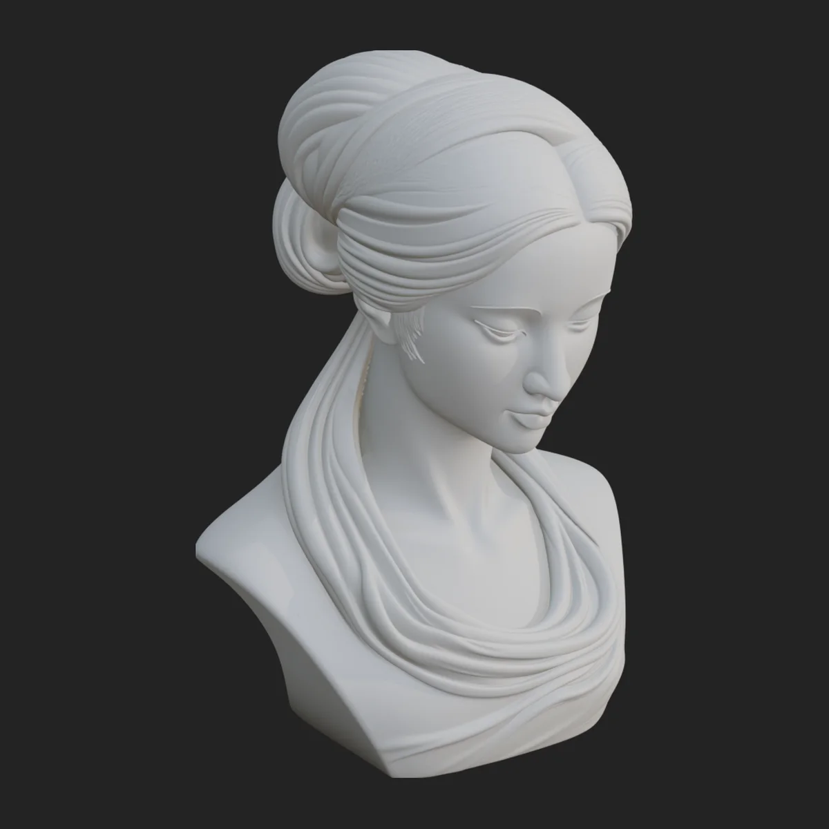 Serene Draped Woman Bust Statue Design 2