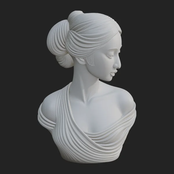 Serene Draped Woman Bust Statue Design 3