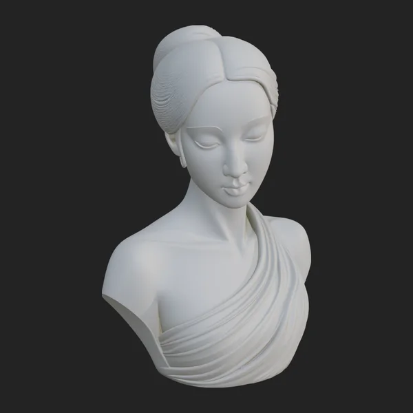 Serene Draped Woman Bust Statue Design 4