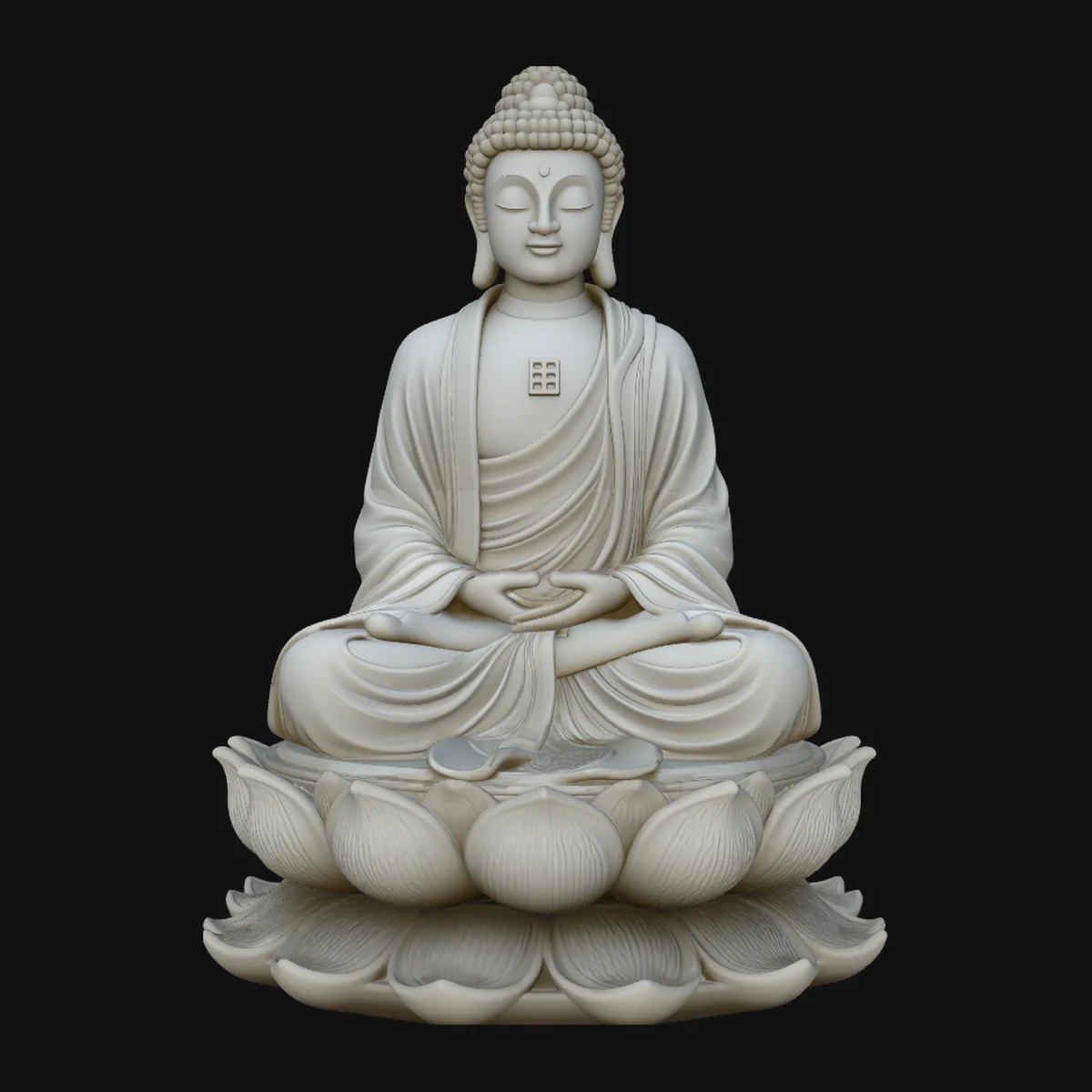 Serene White Buddha Statue Design 1
