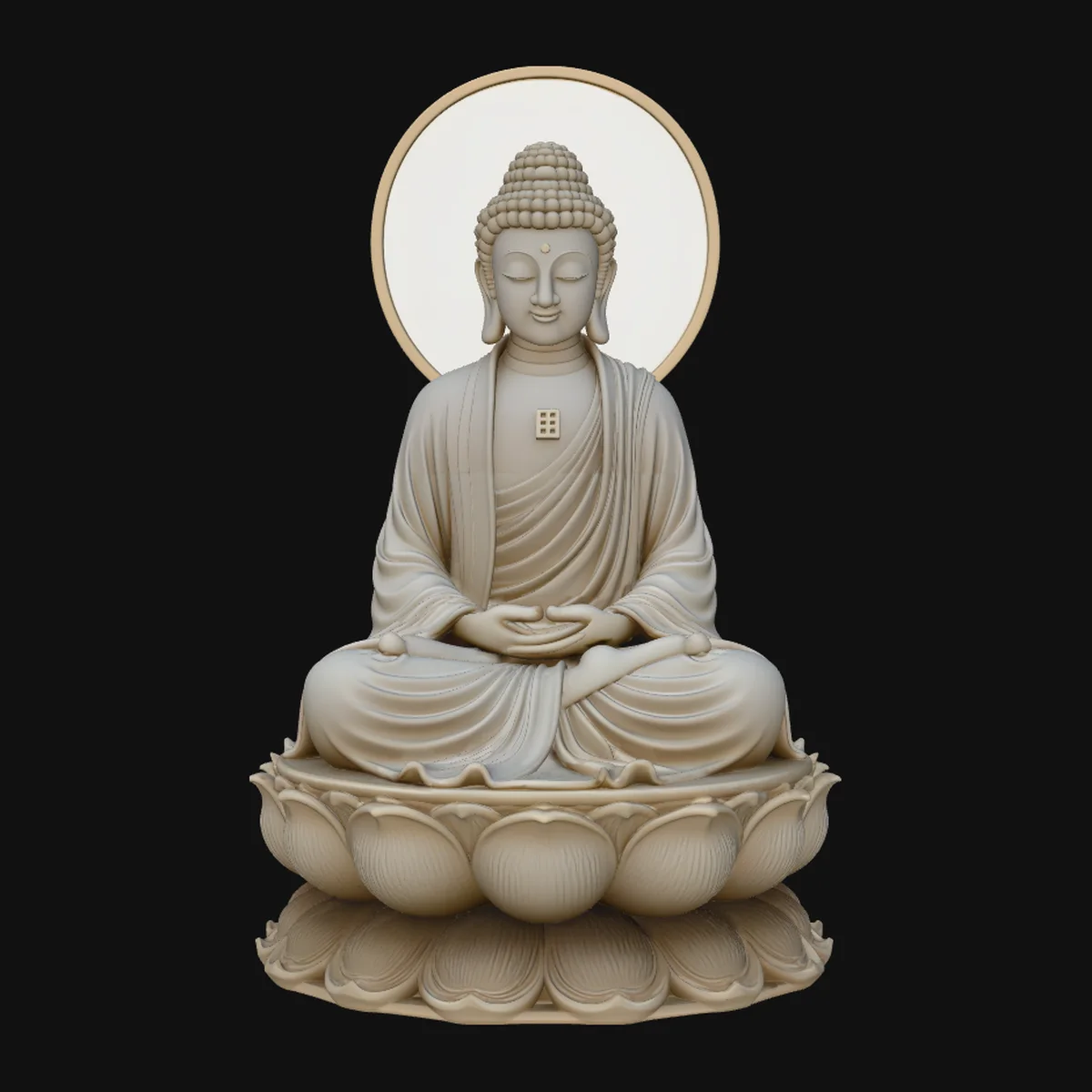 Serene White Buddha Statue Design 2