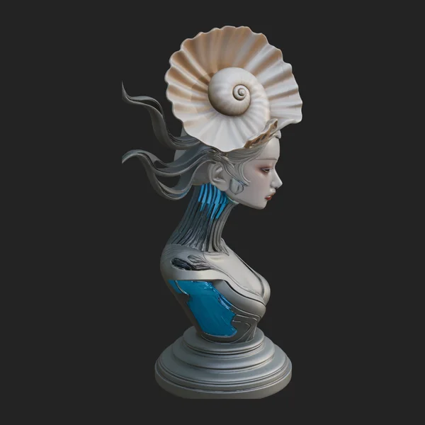 Shell Crown Woman Bust Statue Design 3
