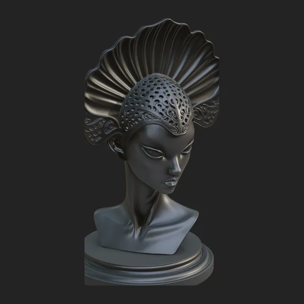 Shell Crown Woman Bust Statue Design 4