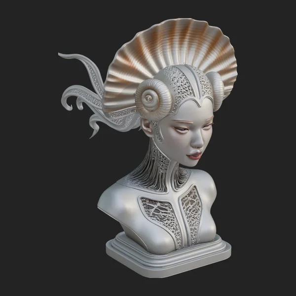 Shell Crown Woman Bust Statue Design 5