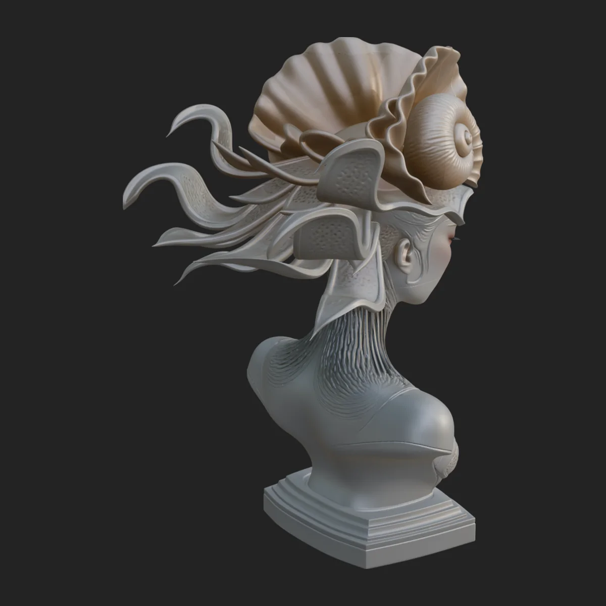 Shell Crown Woman Bust Statue Design 7