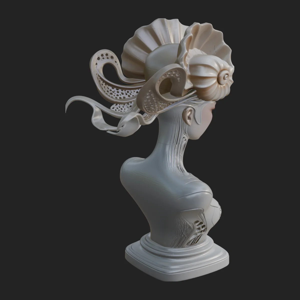 Shell Crown Woman Bust Statue Design 9