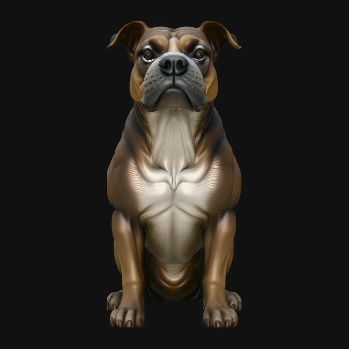 Sitting Boxer Dog Statue Design 4
