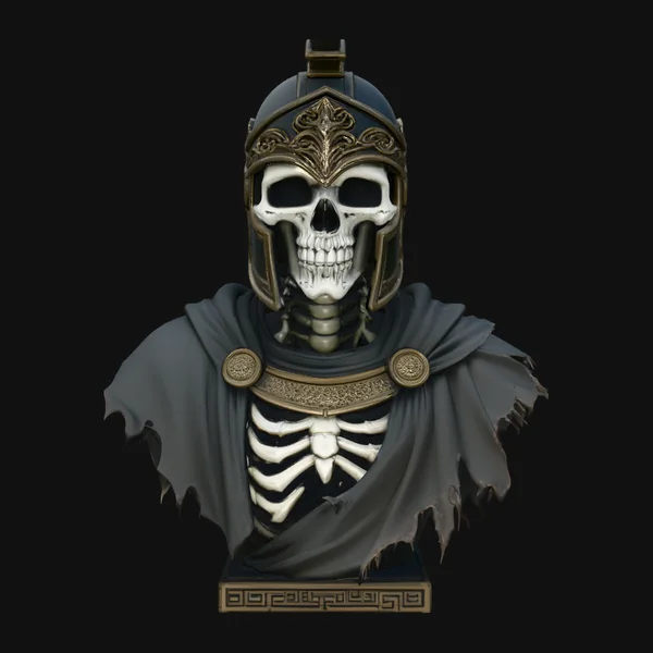 Skeletal Hoplite Bust Statue Design 2