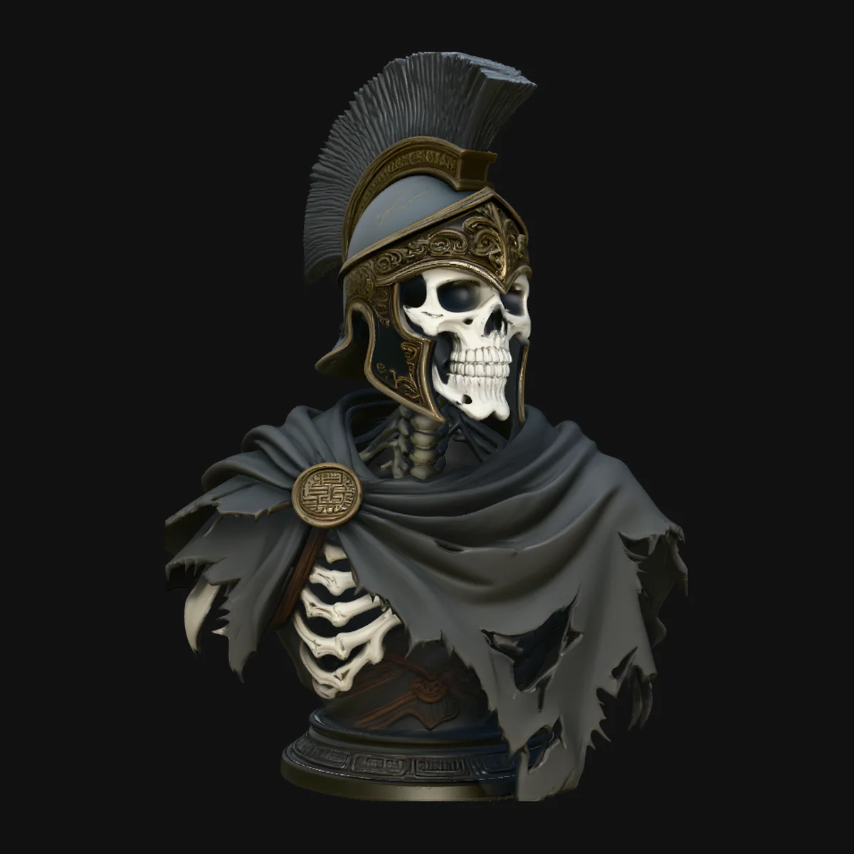 Skeletal Hoplite Bust Statue Design 4