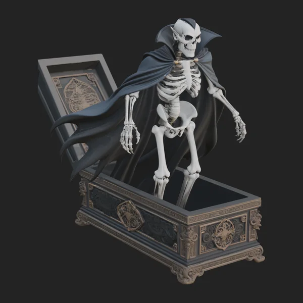 Skeleton in Coffin Statue Design 1
