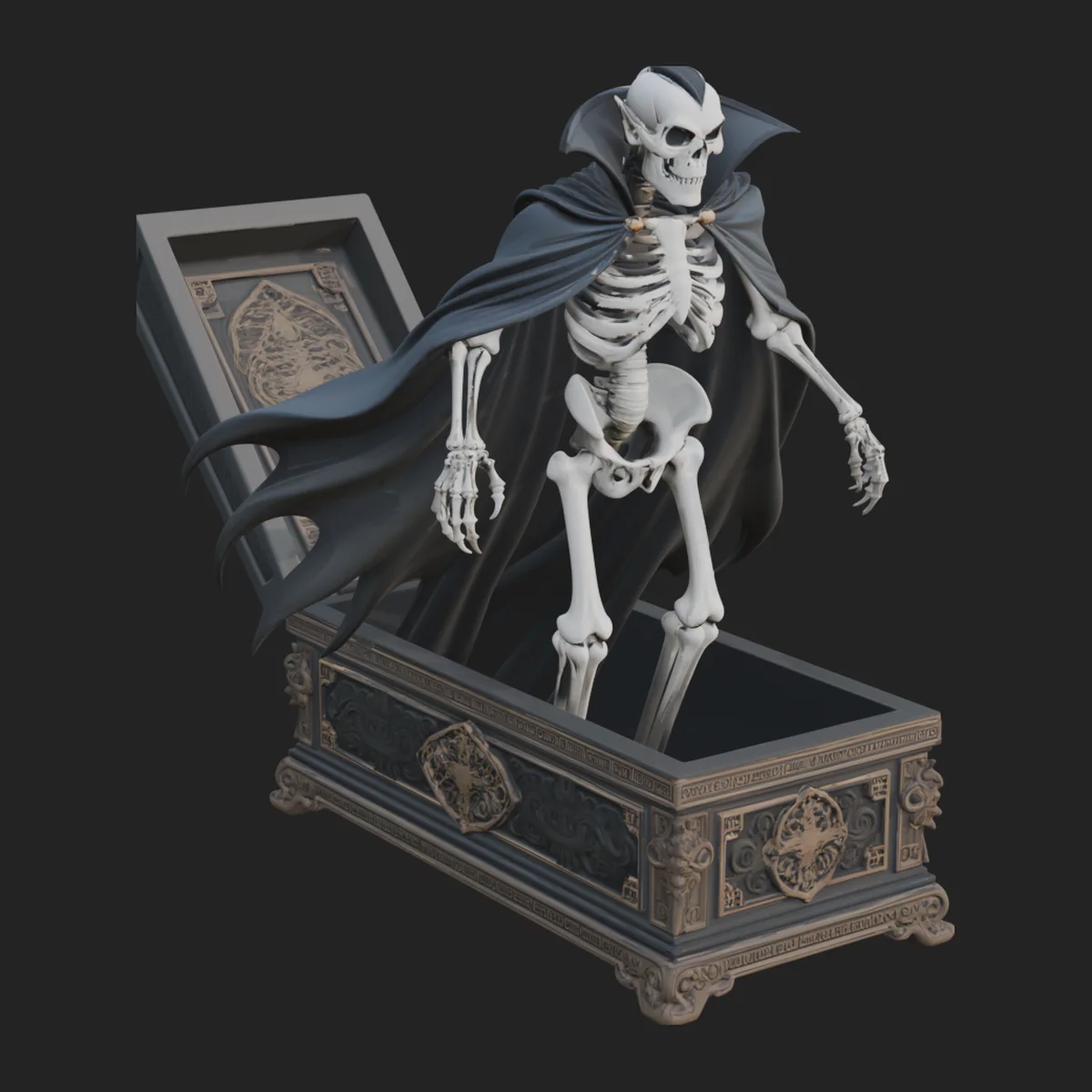 Skeleton in Coffin Statue Design 1