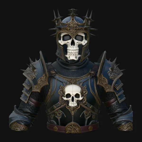 Skeleton King Armor Bust Statue Design 2