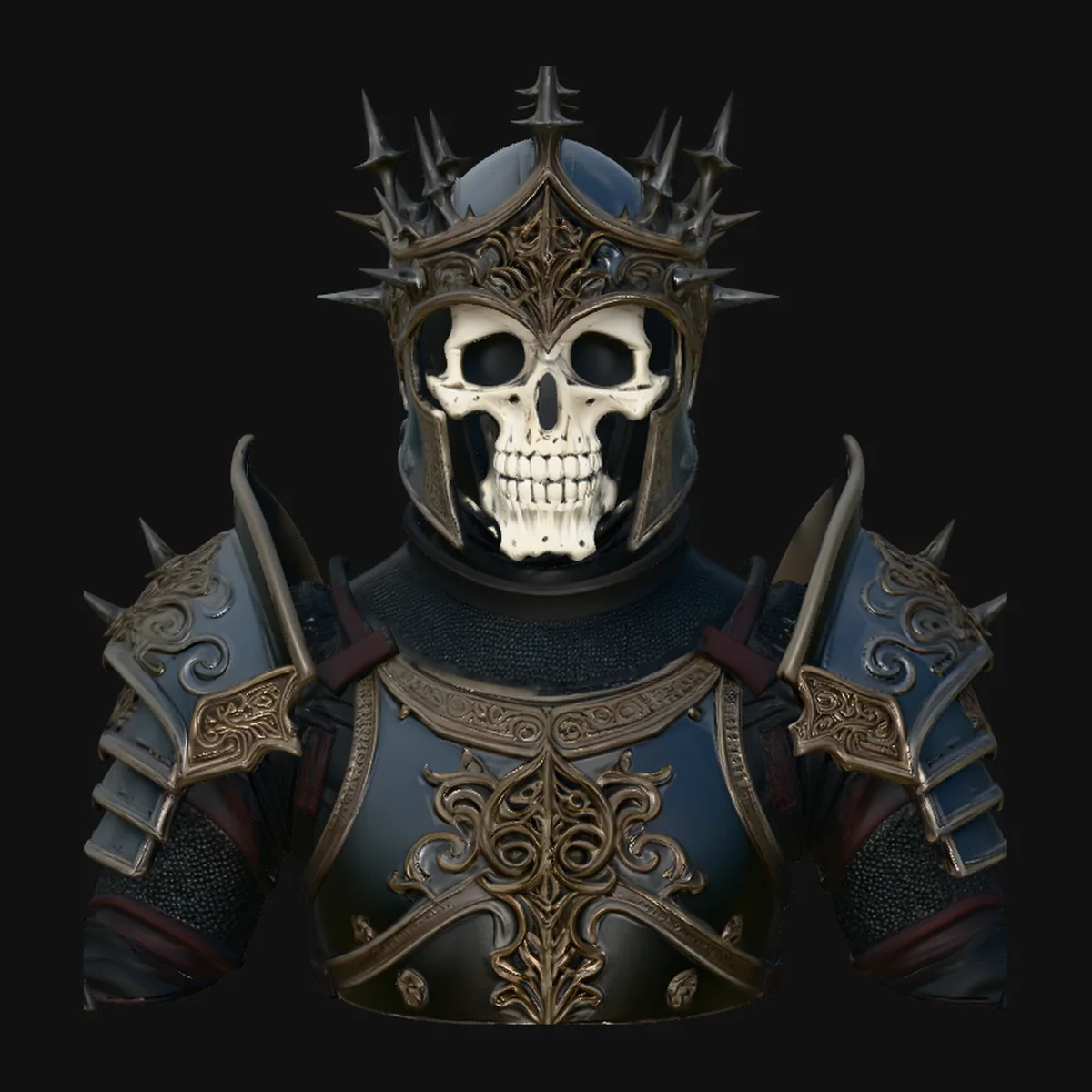Skeleton King Armor Bust Statue Design 3