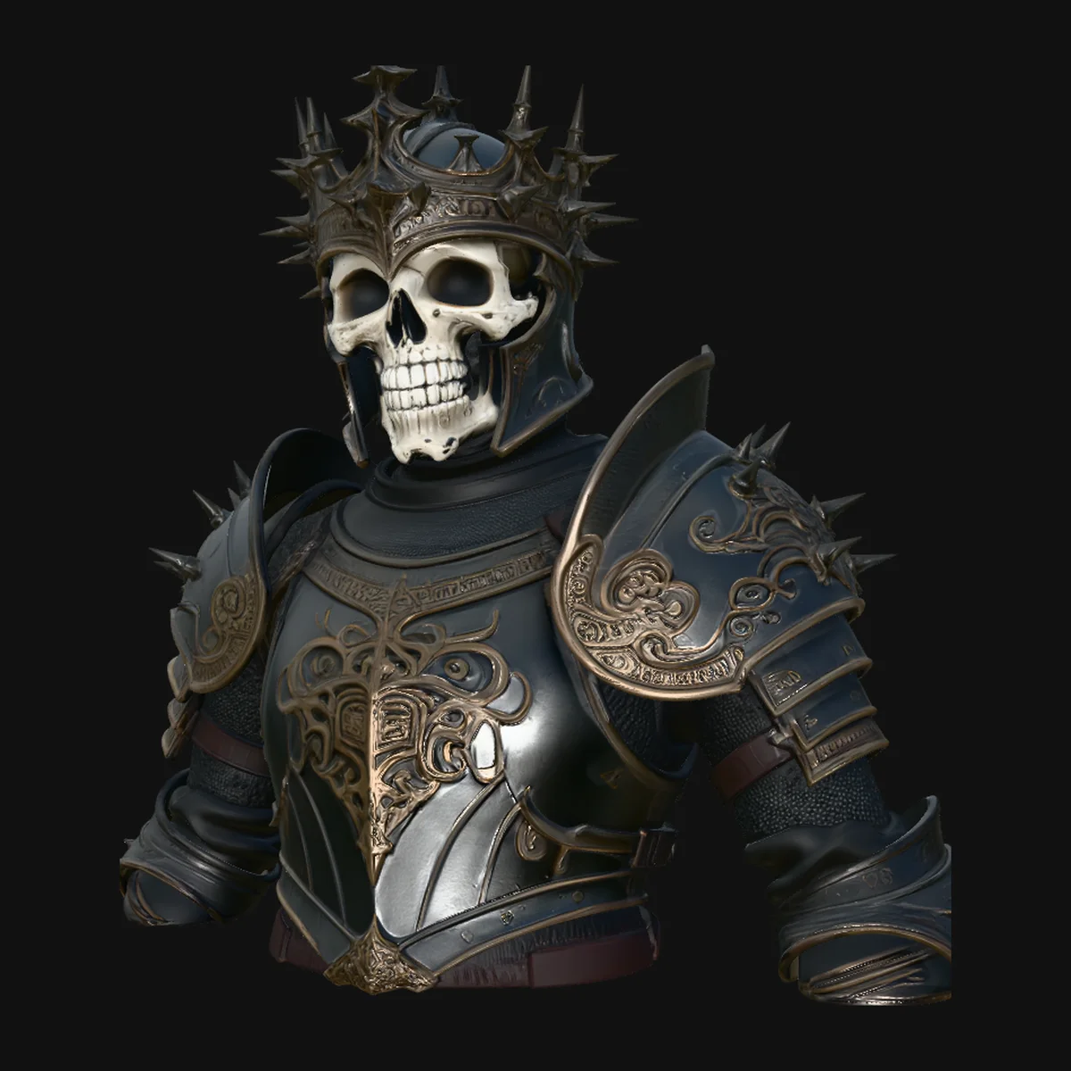 Skeleton King Armor Bust Statue Design 4