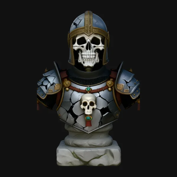 Skeleton Knight Bust Statue Design 1
