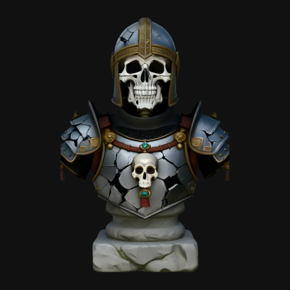 Skeleton Knight Bust Statue Design 1