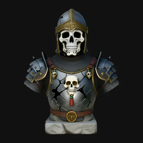 Skeleton Knight Bust Statue Design 2