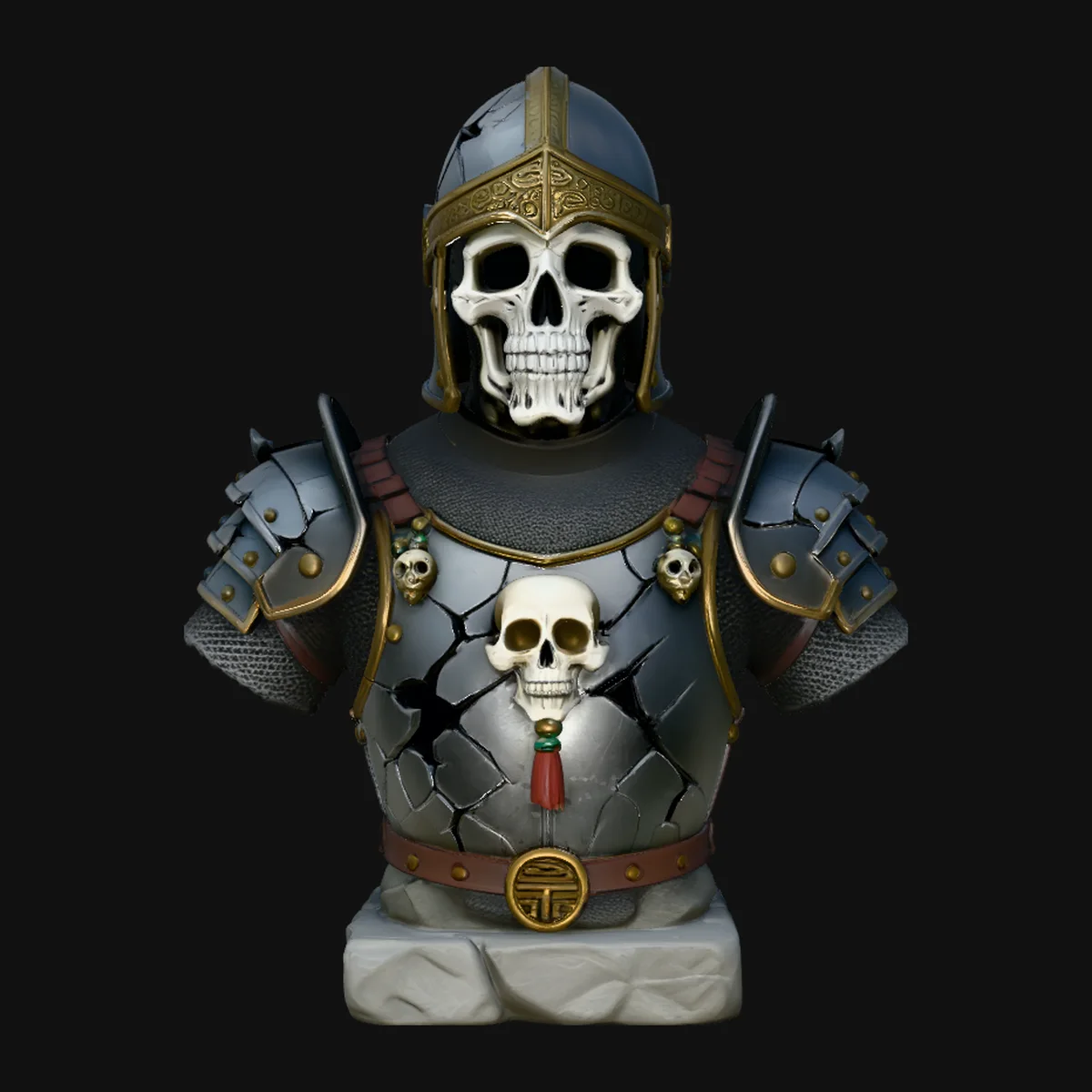 Skeleton Knight Bust Statue Design 2