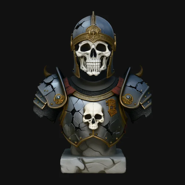 Skeleton Knight Bust Statue Design 3
