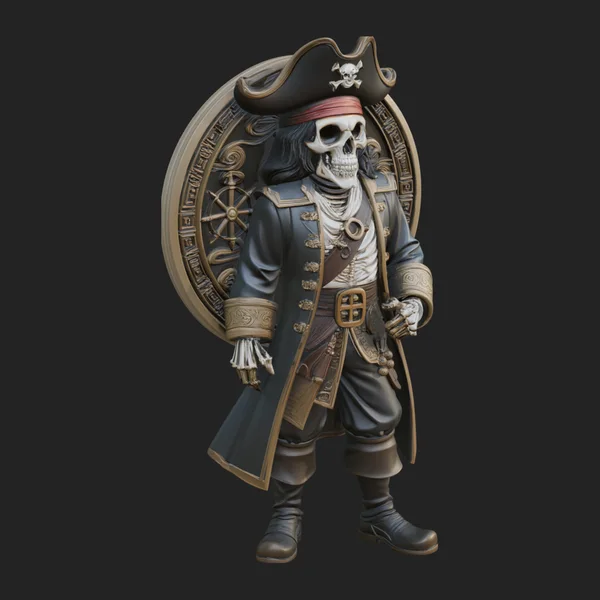 Skeleton Pirate Captain Statue Design 1