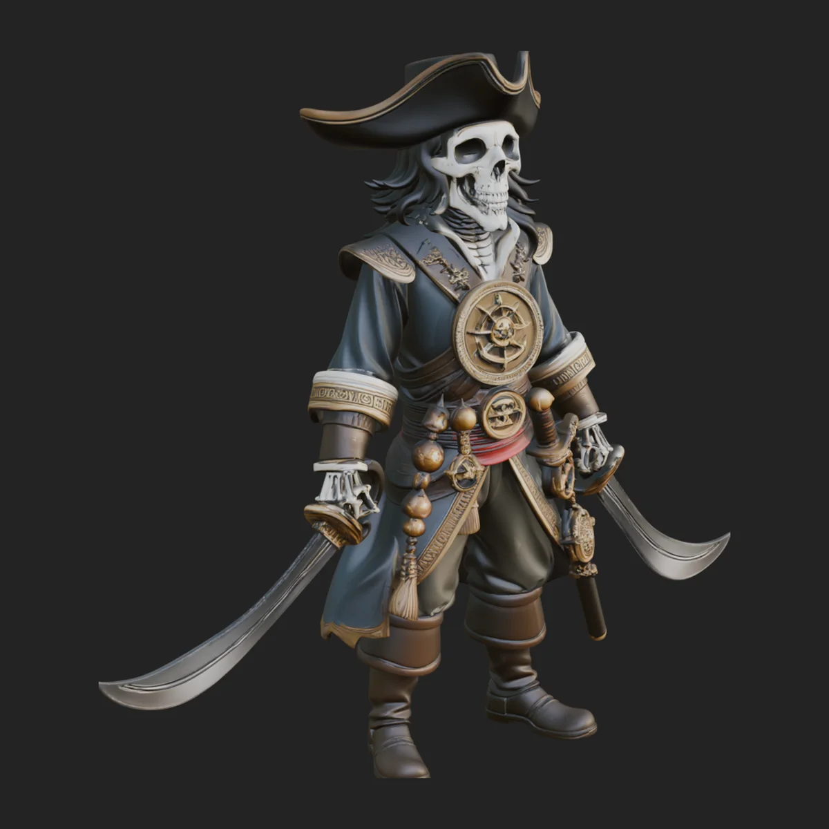 Skeleton Pirate Captain Statue Design 2