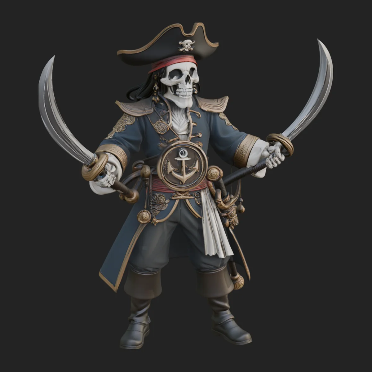 Skeleton Pirate Captain Statue Design 3