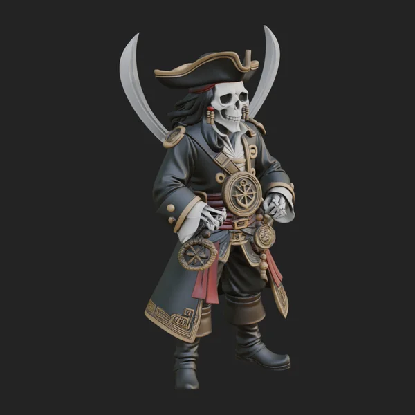 Skeleton Pirate Captain Statue Design 4