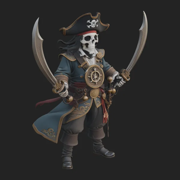 Skeleton Pirate Captain Statue Design 5