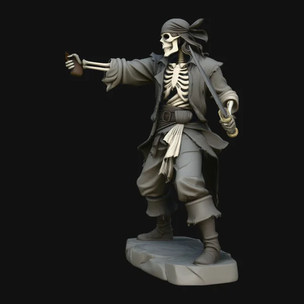 Skeleton Pirate Gunslinger Statue Design 3
